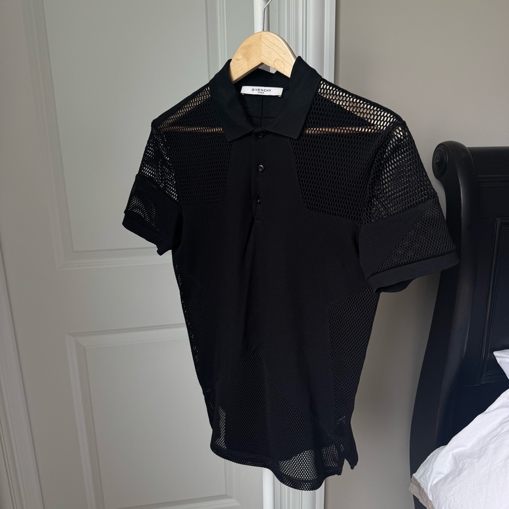 Givenchy Black Polo with Sheer Mesh Panels - Picture 3 of 7
